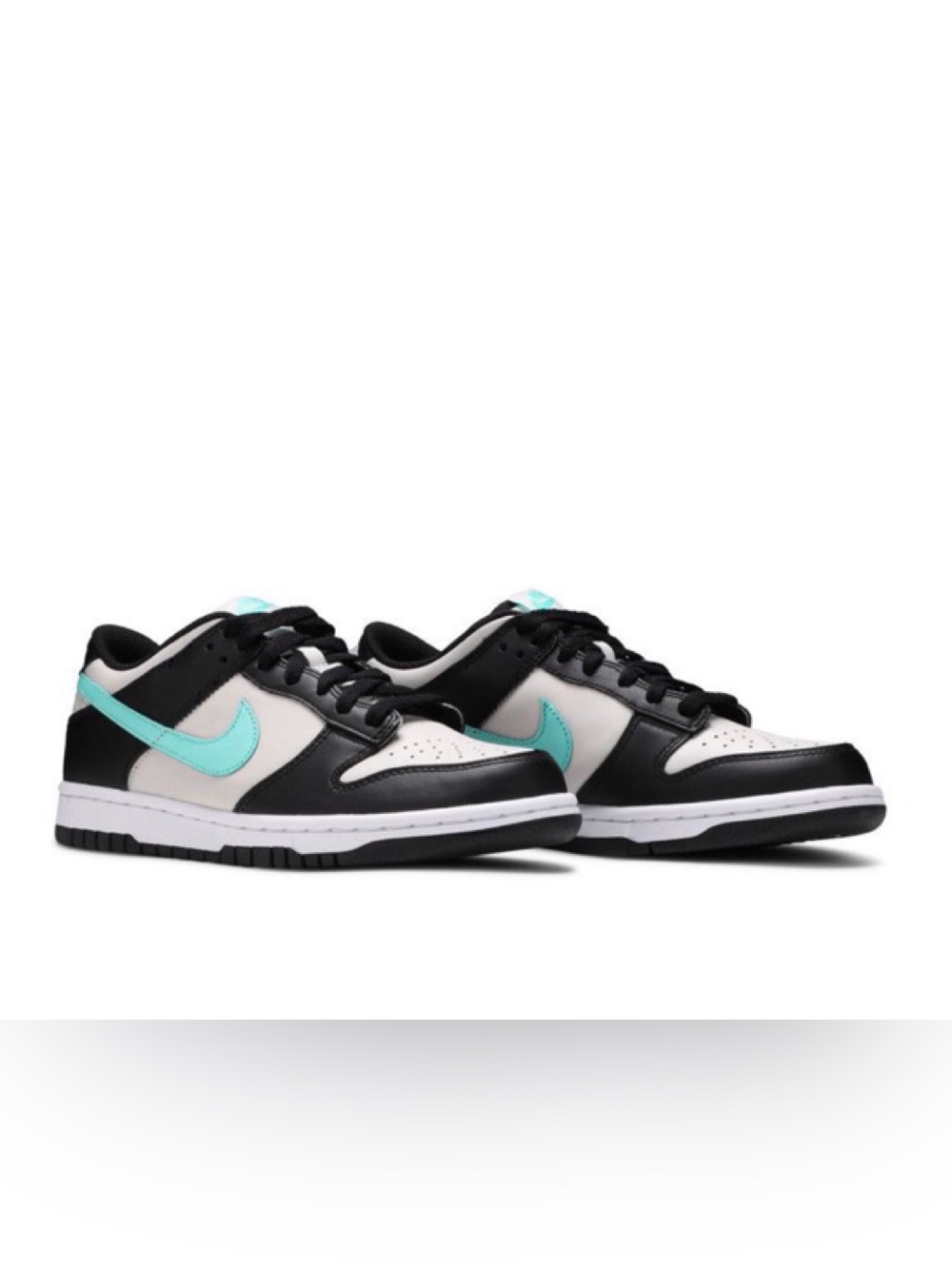 Nike Kids 4.5/ Womens 6 DUNK Low - Black/White/Tiffany Blue Accent